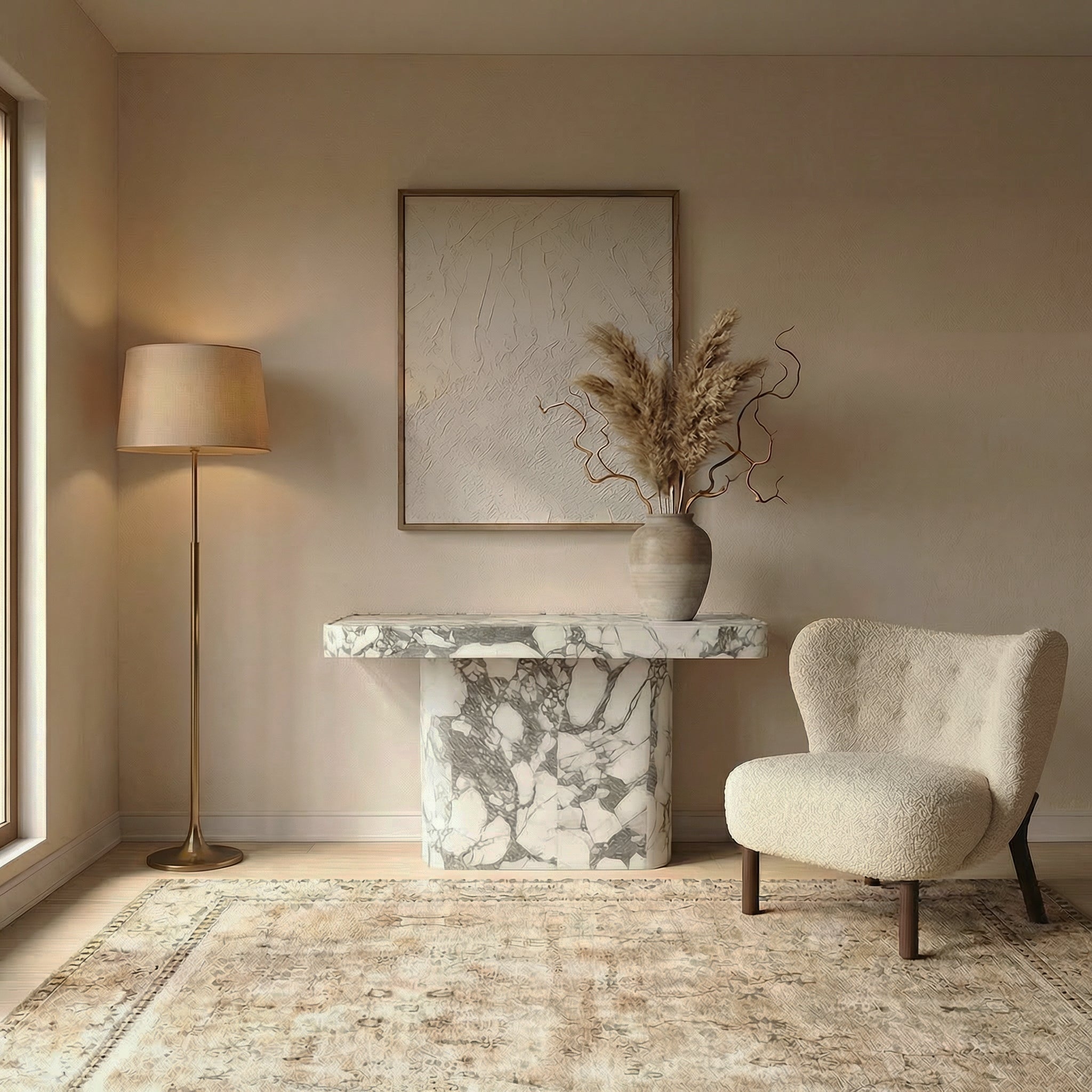 Aurora Vein Console Table – Calacatta Marble - Artspire Home