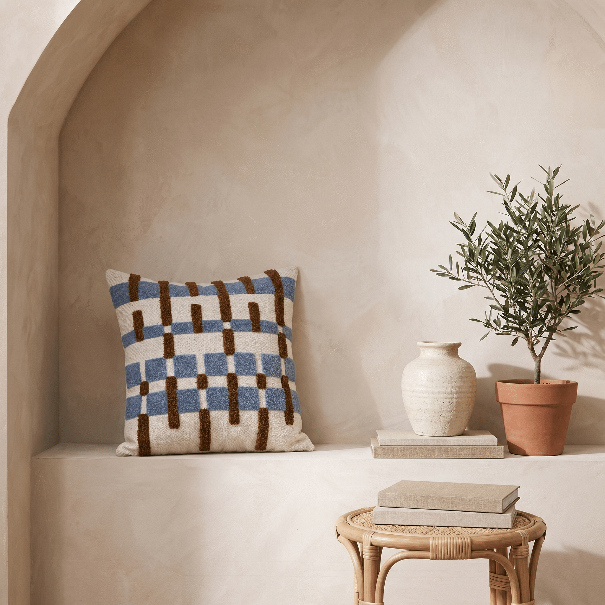 Coastal Grid Cushion - Artspire Home