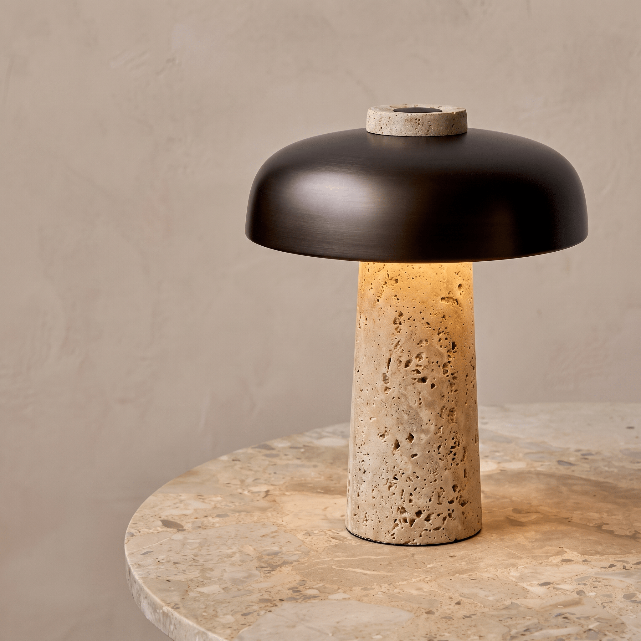 Noir Mesa Travertine Table Lamp - Artspire Home