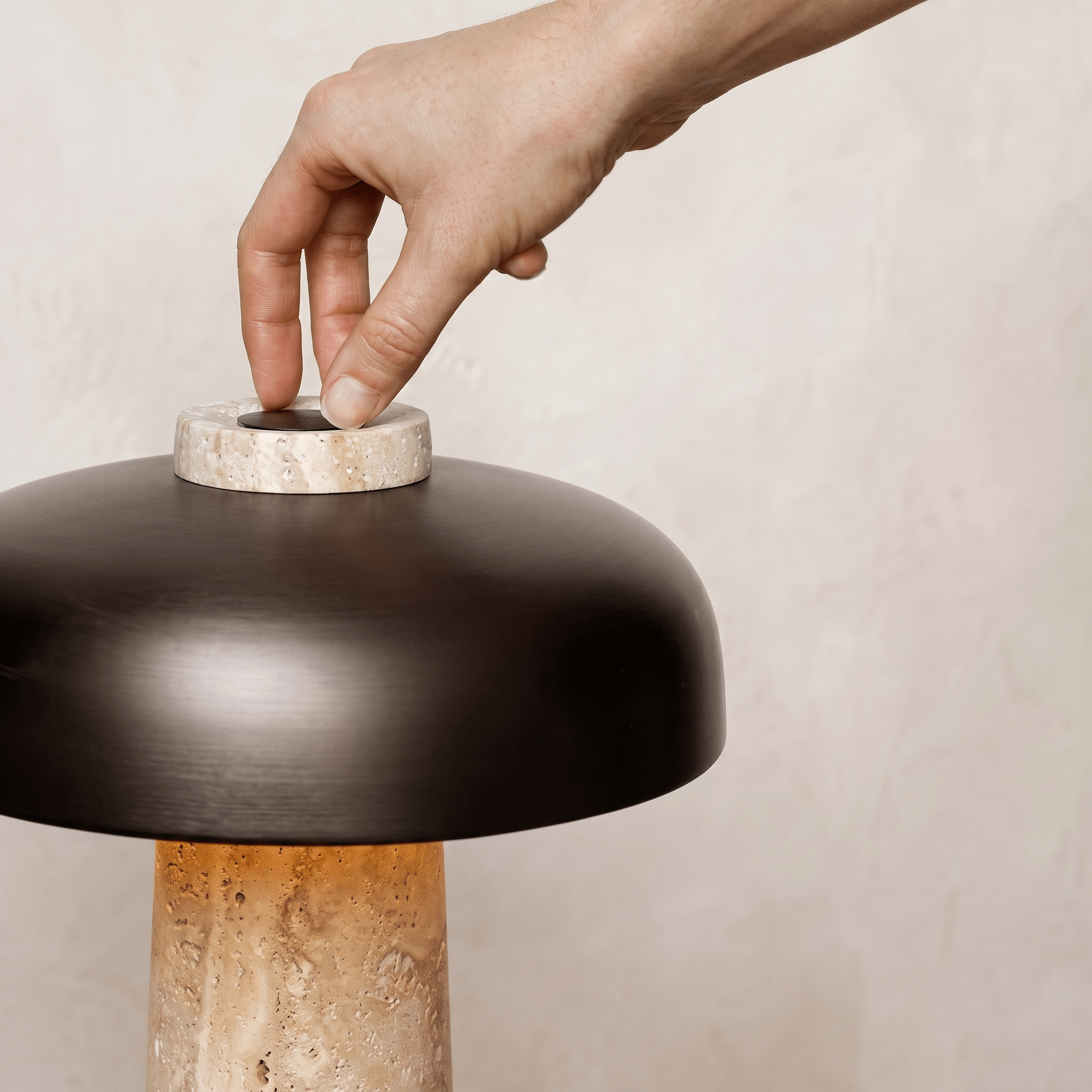 Noir Mesa Travertine Table Lamp - Artspire Home