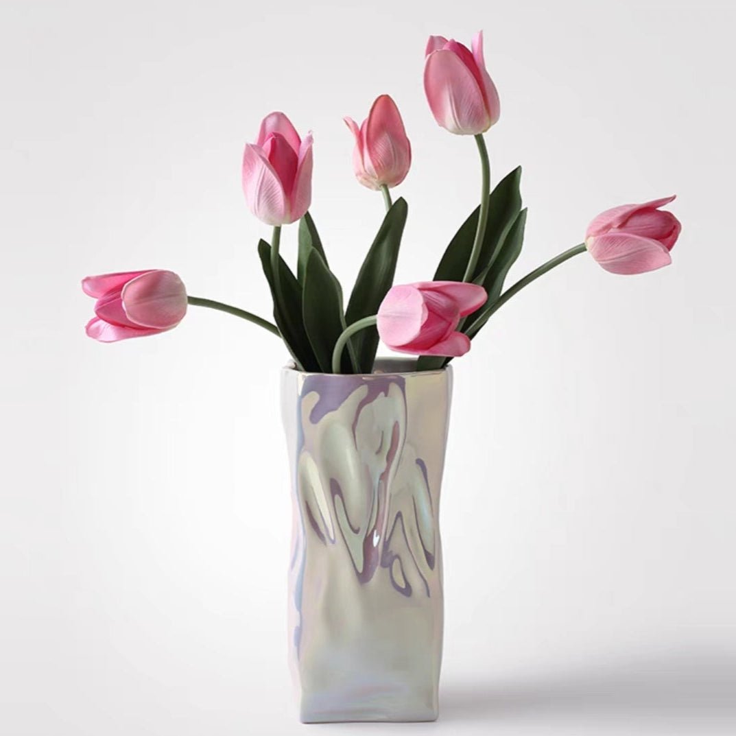 Pleated Vase - White Vase - Artspire Home
