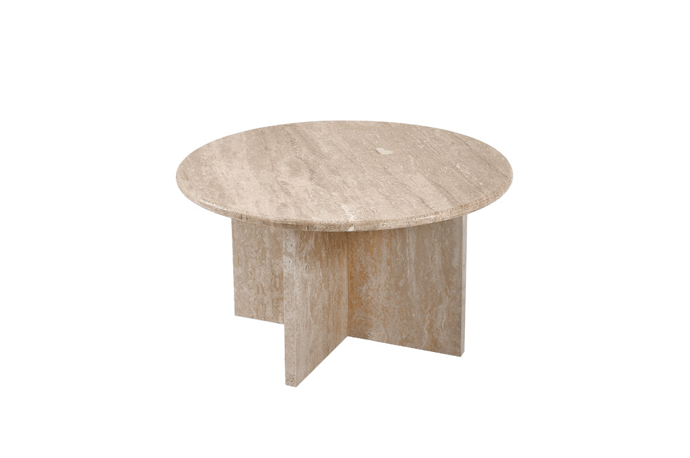 round travertine coffee table
