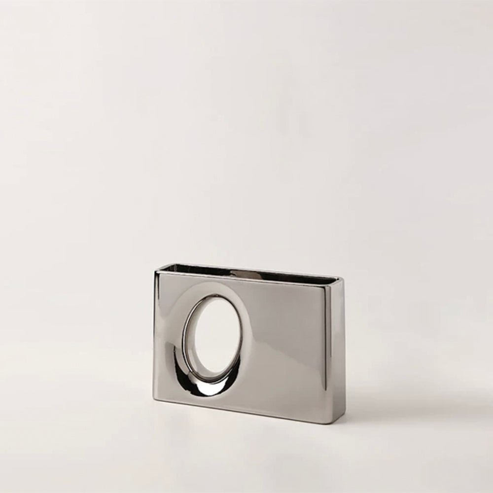 Abstract Chrome Finish Decorative Vase - Artspire Home