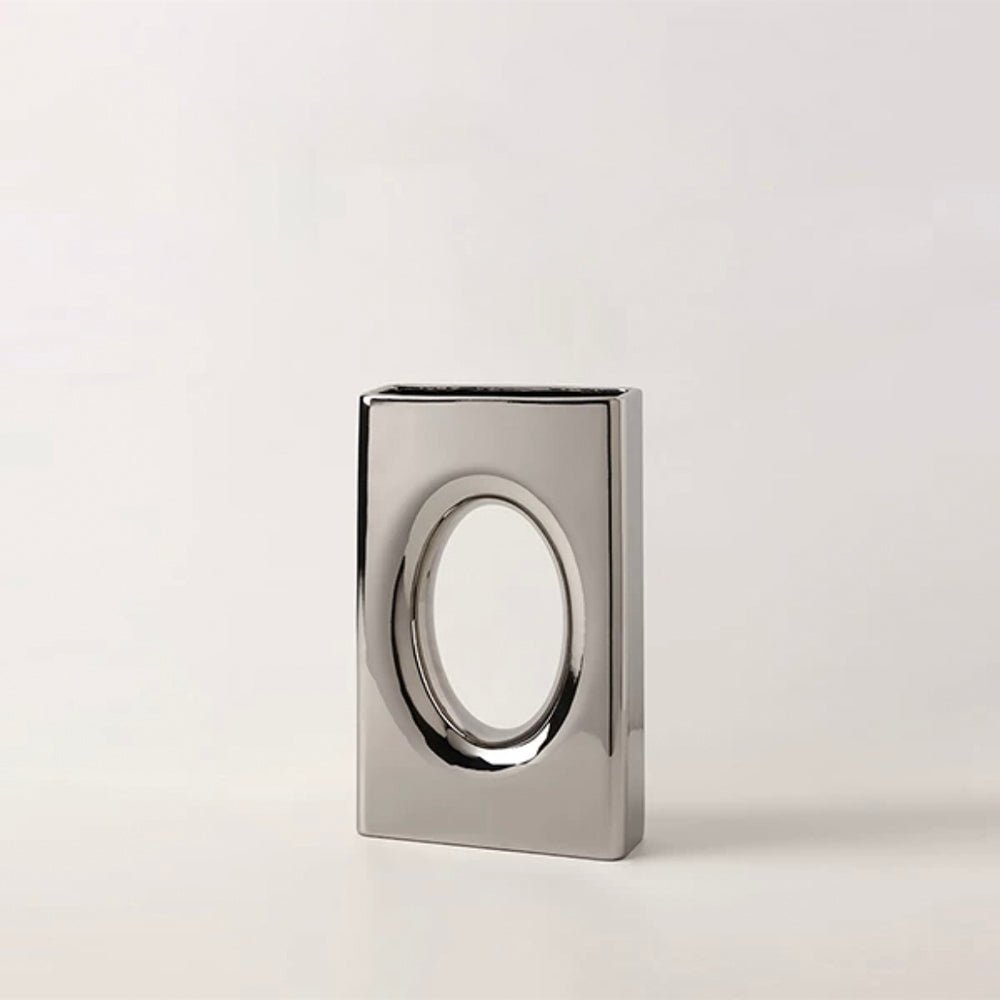 Abstract Chrome Finish Decorative Vase - Artspire Home