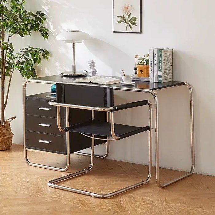 Athanasius Desk - Black Desk With Drawers In - Artspire Home