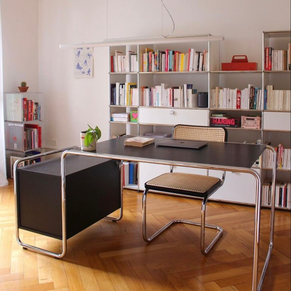 Athanasius Desk - Black Desk With Drawers In - Artspire Home