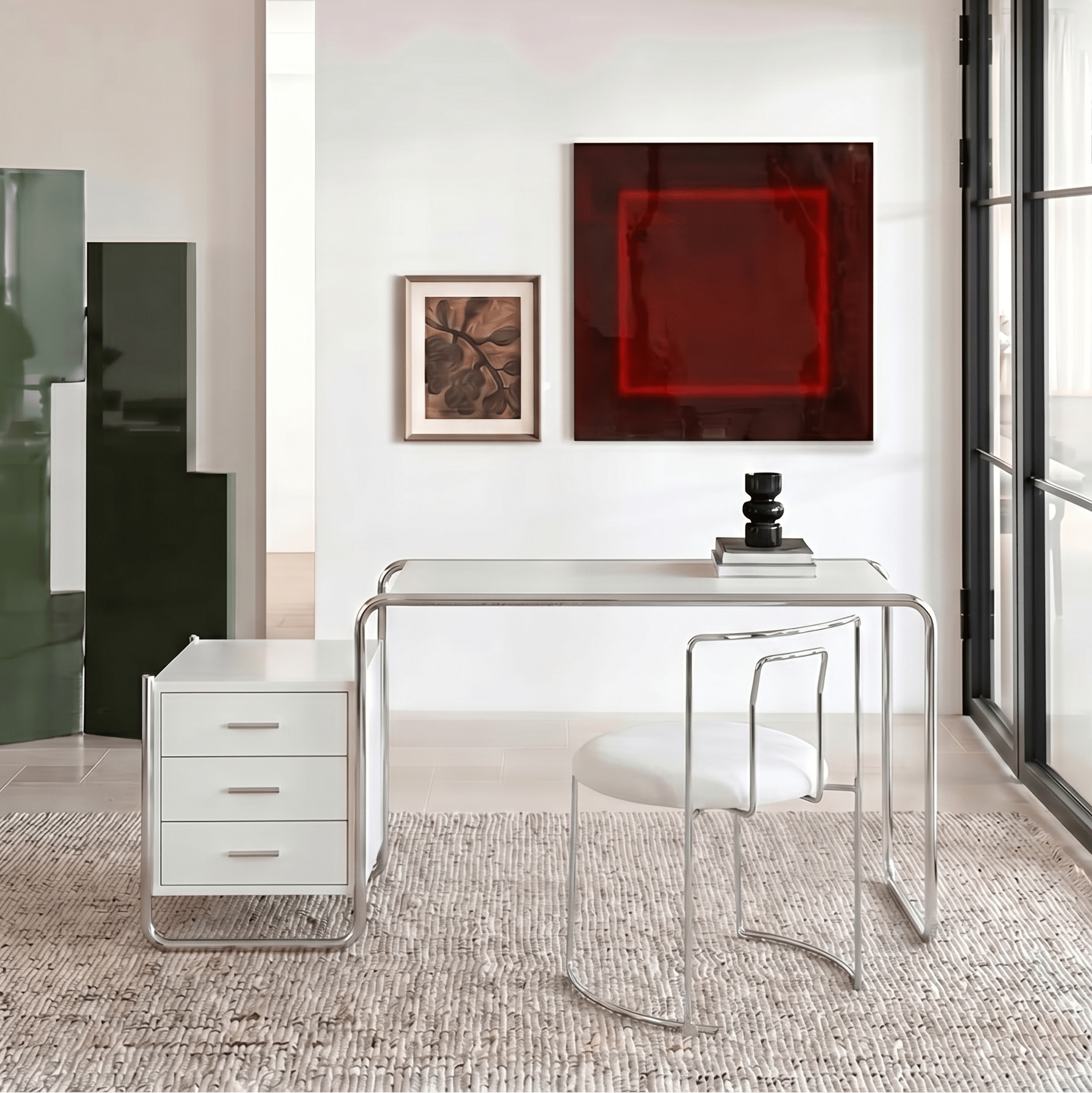 Athanasius Desk - Black Desk With Drawers In - Artspire Home