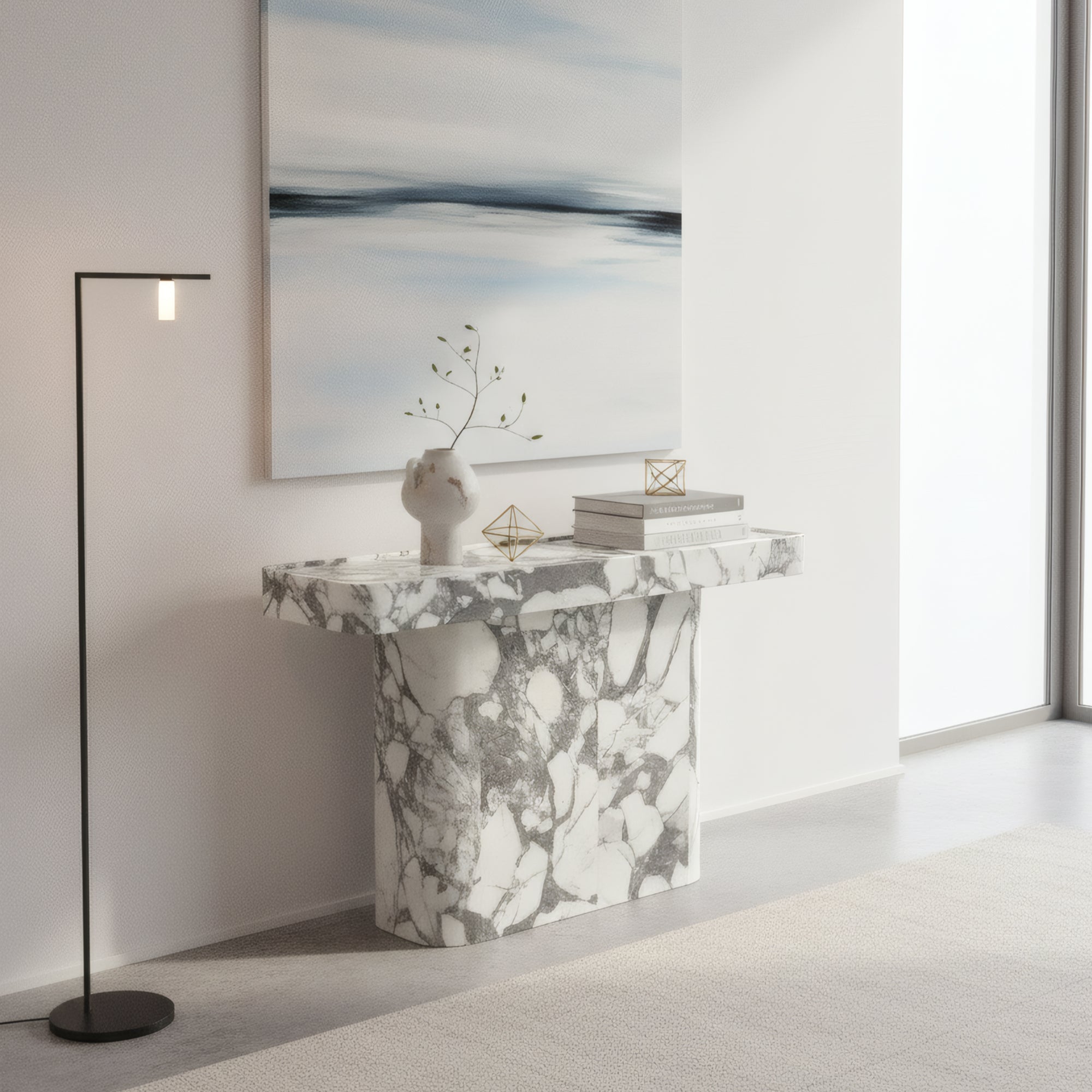 Aurora Vein Console Table – Calacatta Marble - Artspire Home