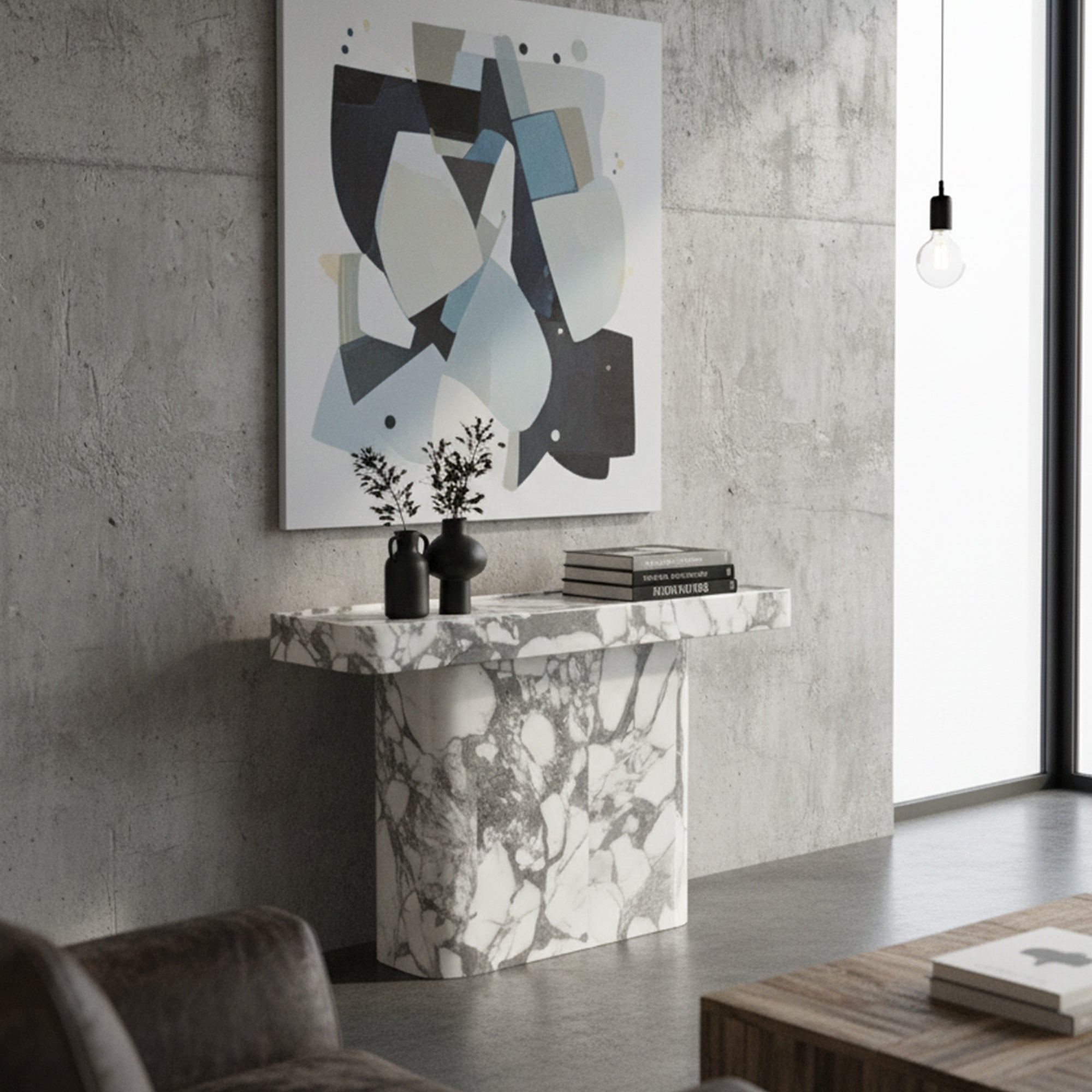 Aurora Vein Console Table – Calacatta Marble - Artspire Home