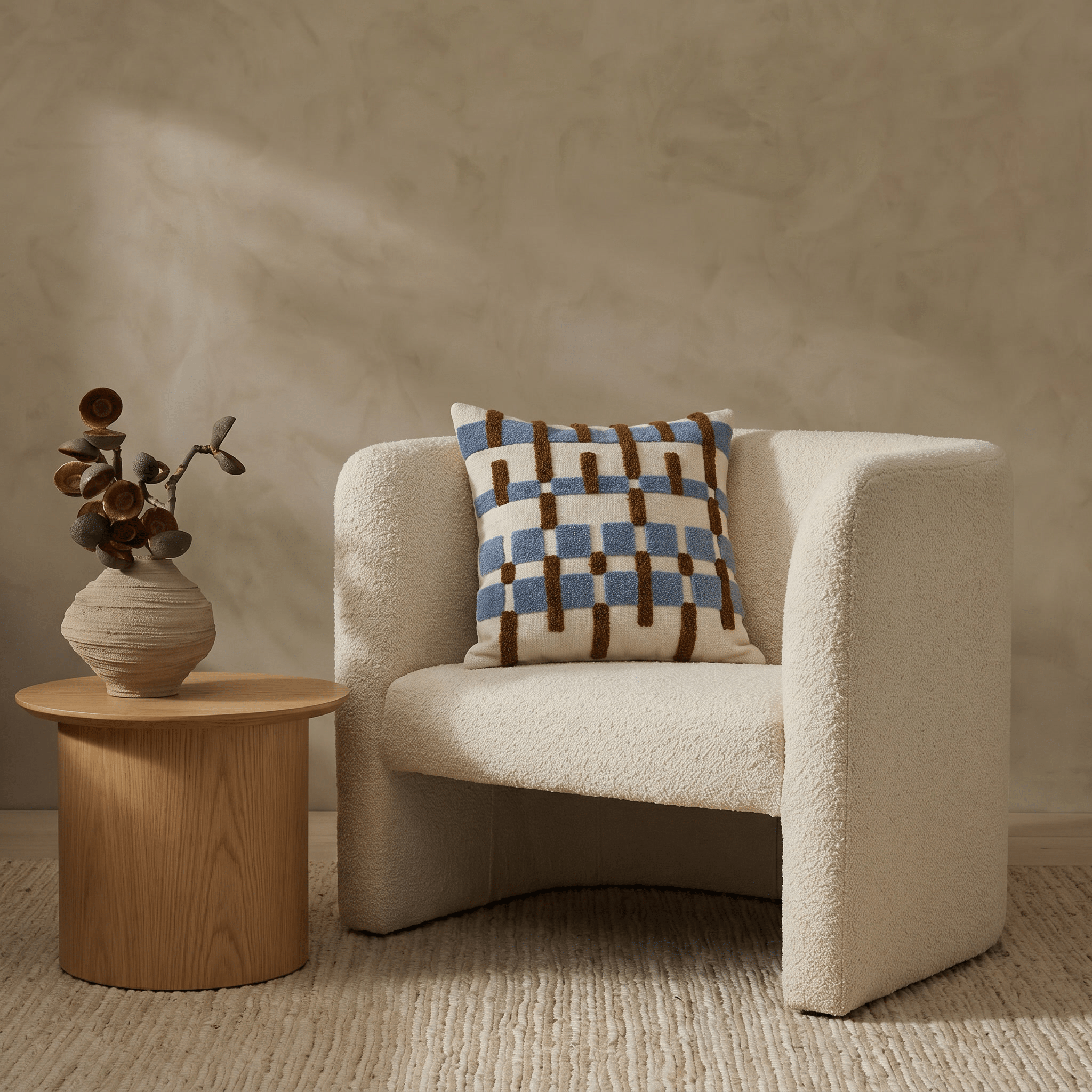 Coastal Grid Cushion - Artspire Home
