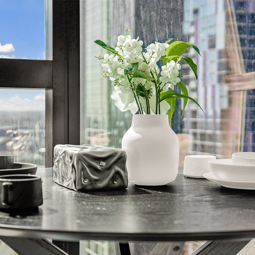 Coloured Stone Patch Silver Tissue Box - Artspire Home