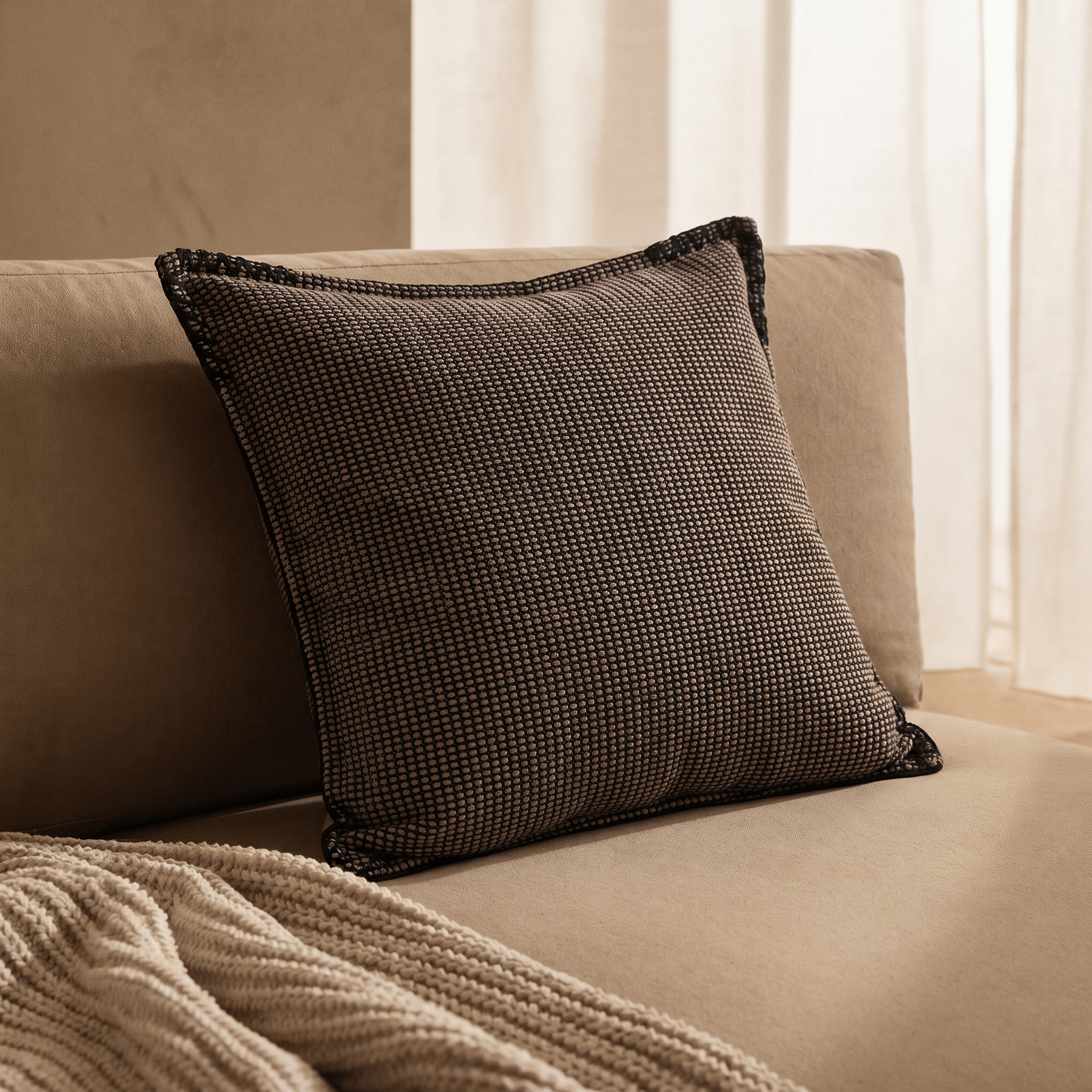 Espresso Grid Cushion - Artspire Home