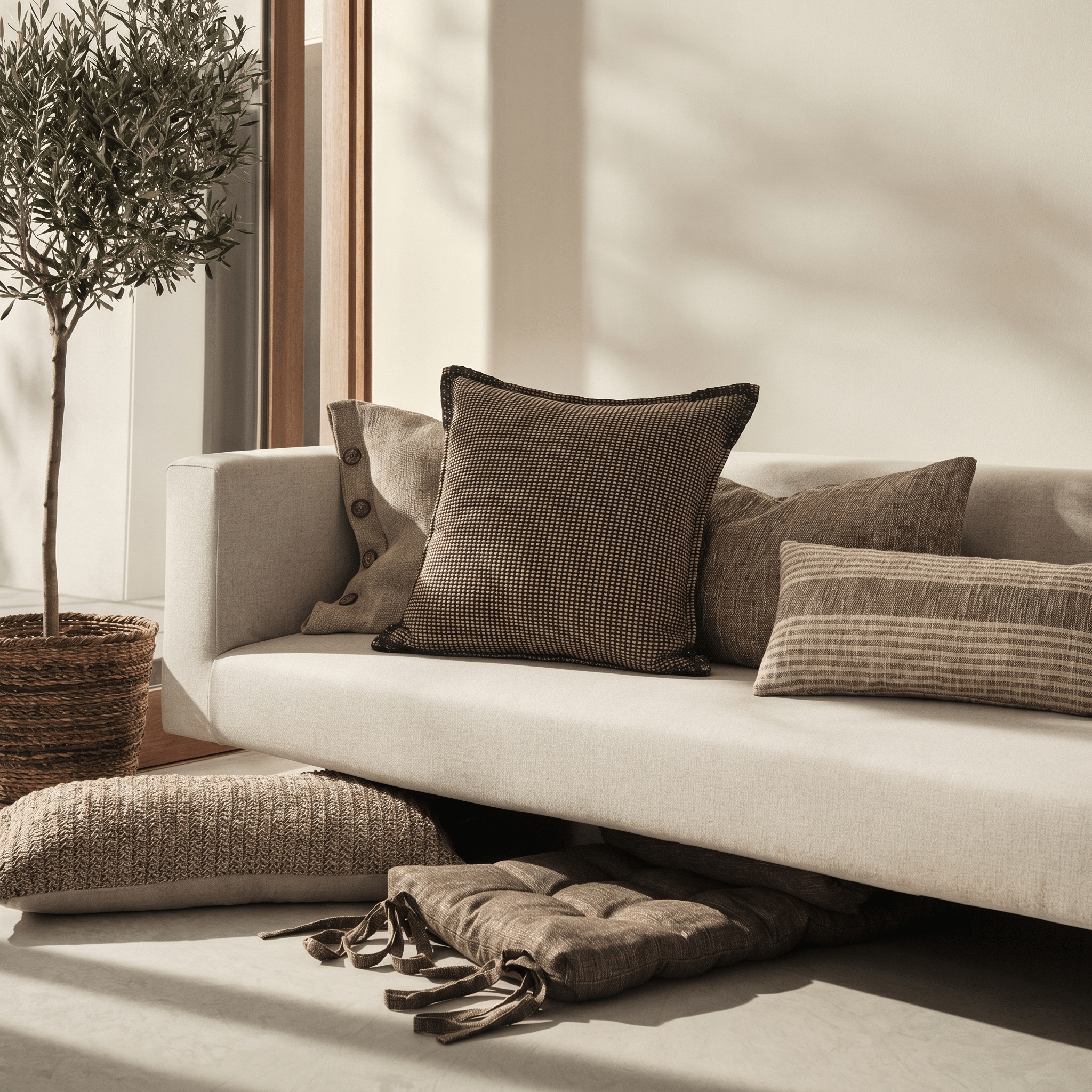 Espresso Grid Cushion - Artspire Home