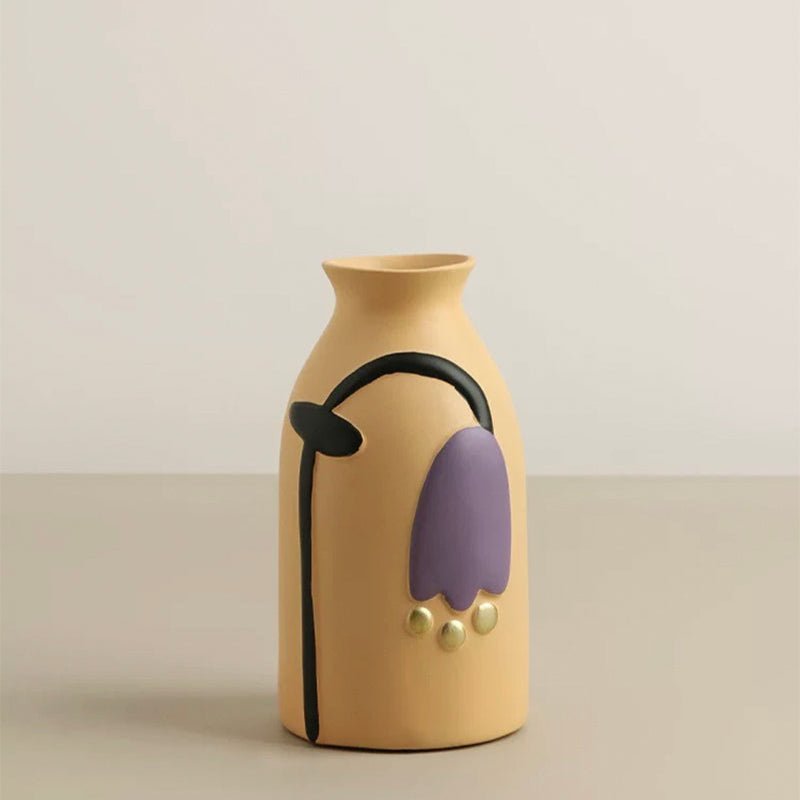 Floral Hand - painted Ceramic Vase - Artspire Home