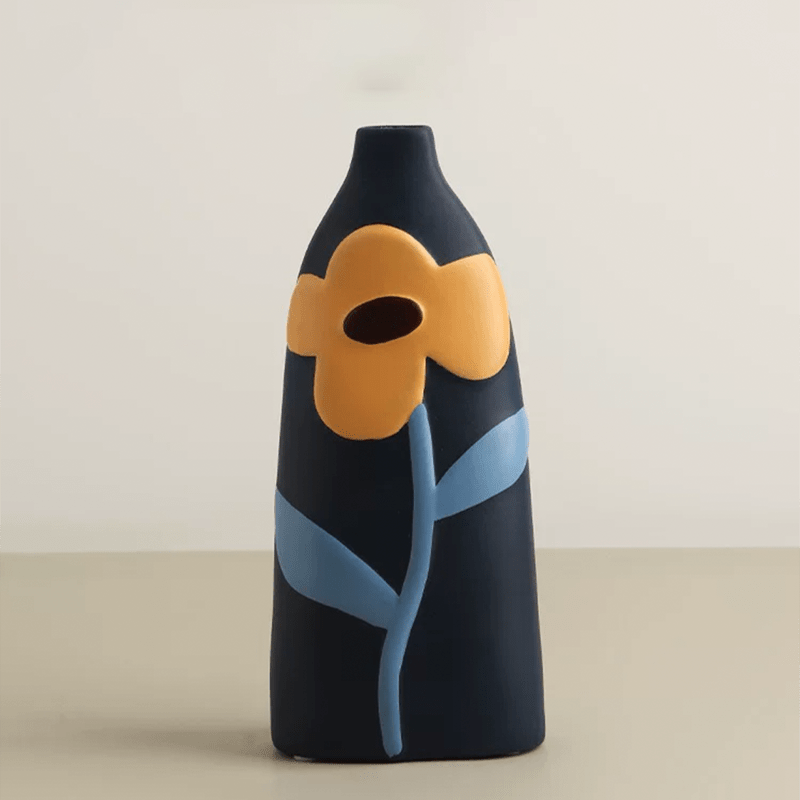 Floral Hand - painted Ceramic Vase - Artspire Home