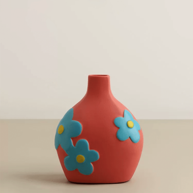 Floral Hand - painted Ceramic Vase - Artspire Home