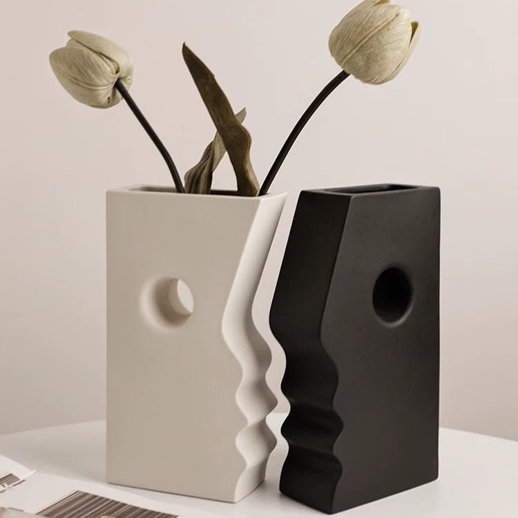 Geometric Face Outline Vases - Artspire Home