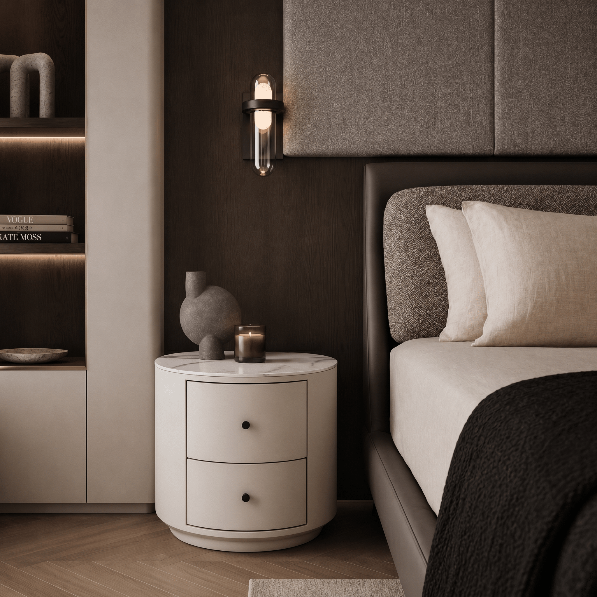 Luna Curved Bedside Cabinet - Artspire Home