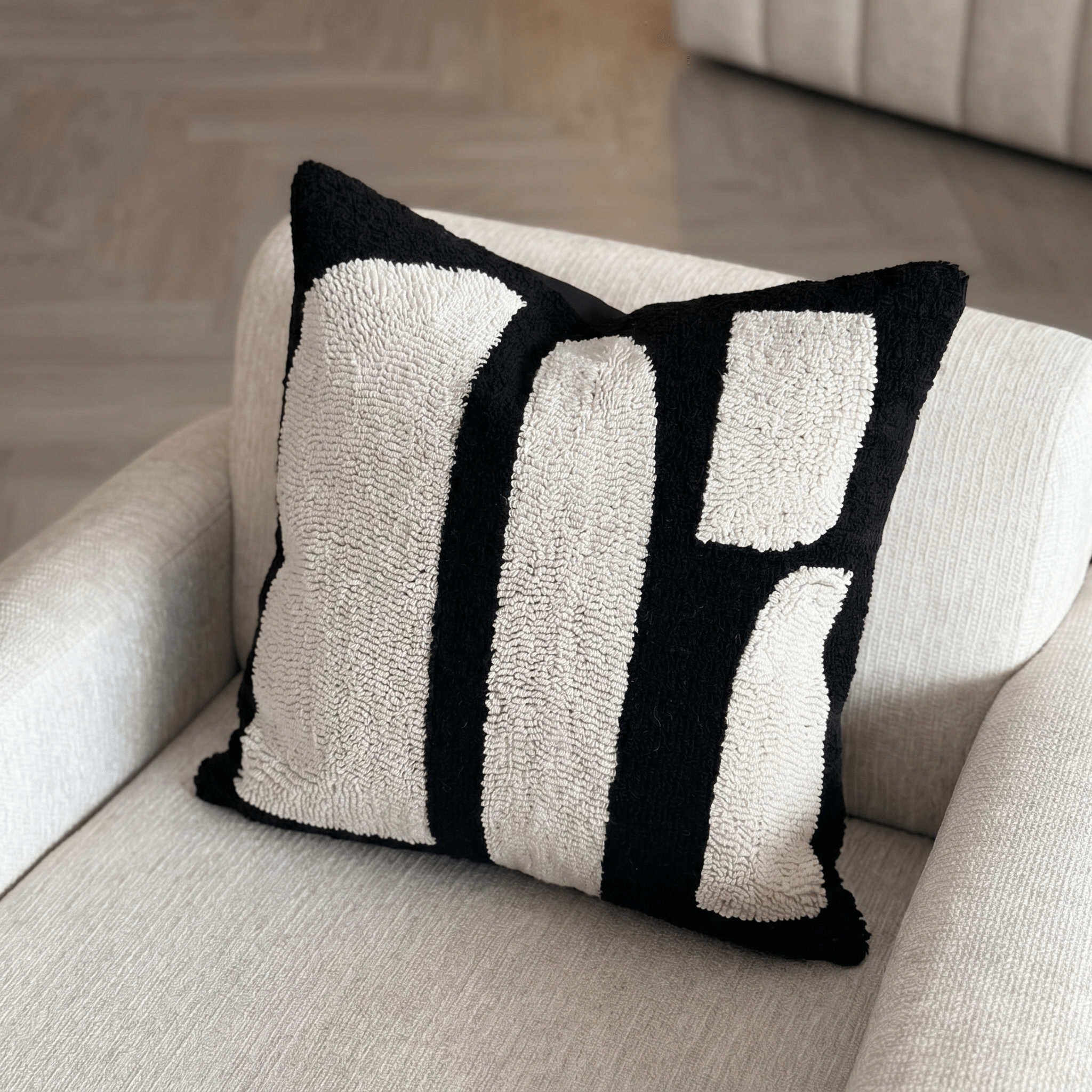 Monochrome Rhythm Cushion - Artspire Home