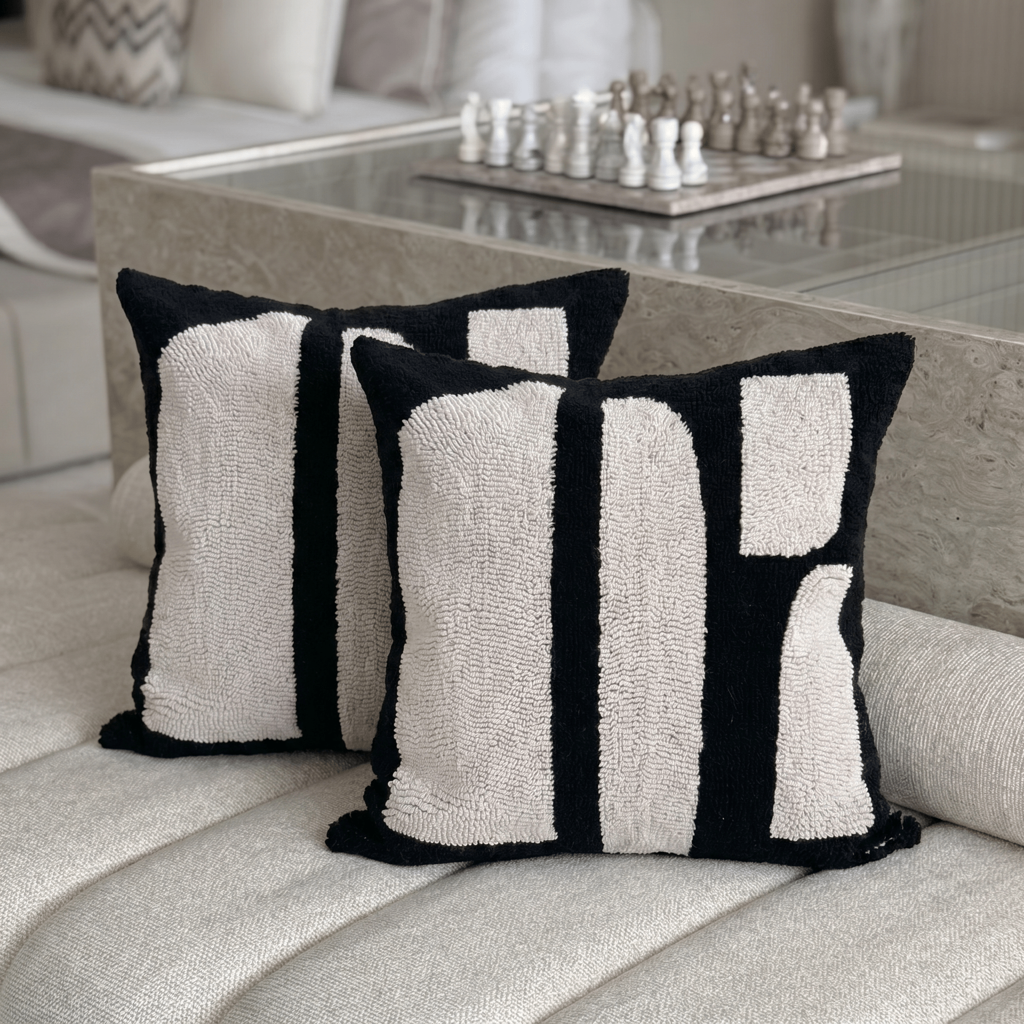 Monochrome Rhythm Cushion - Artspire Home