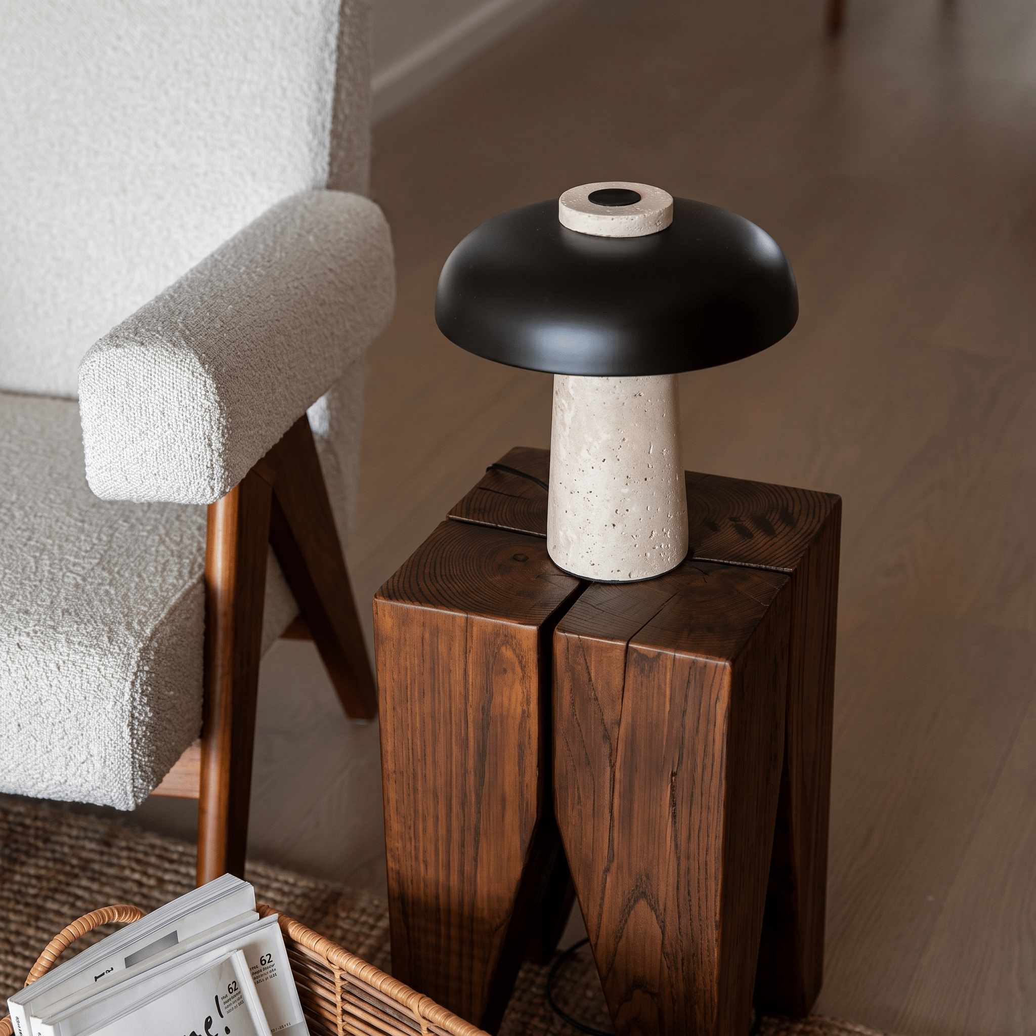 Noir Mesa Travertine Table Lamp - Artspire Home