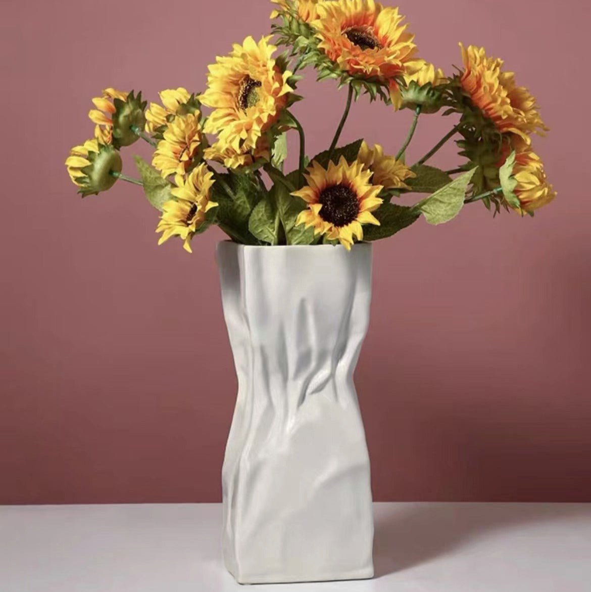 Pleated Vase - White Vase - Artspire Home