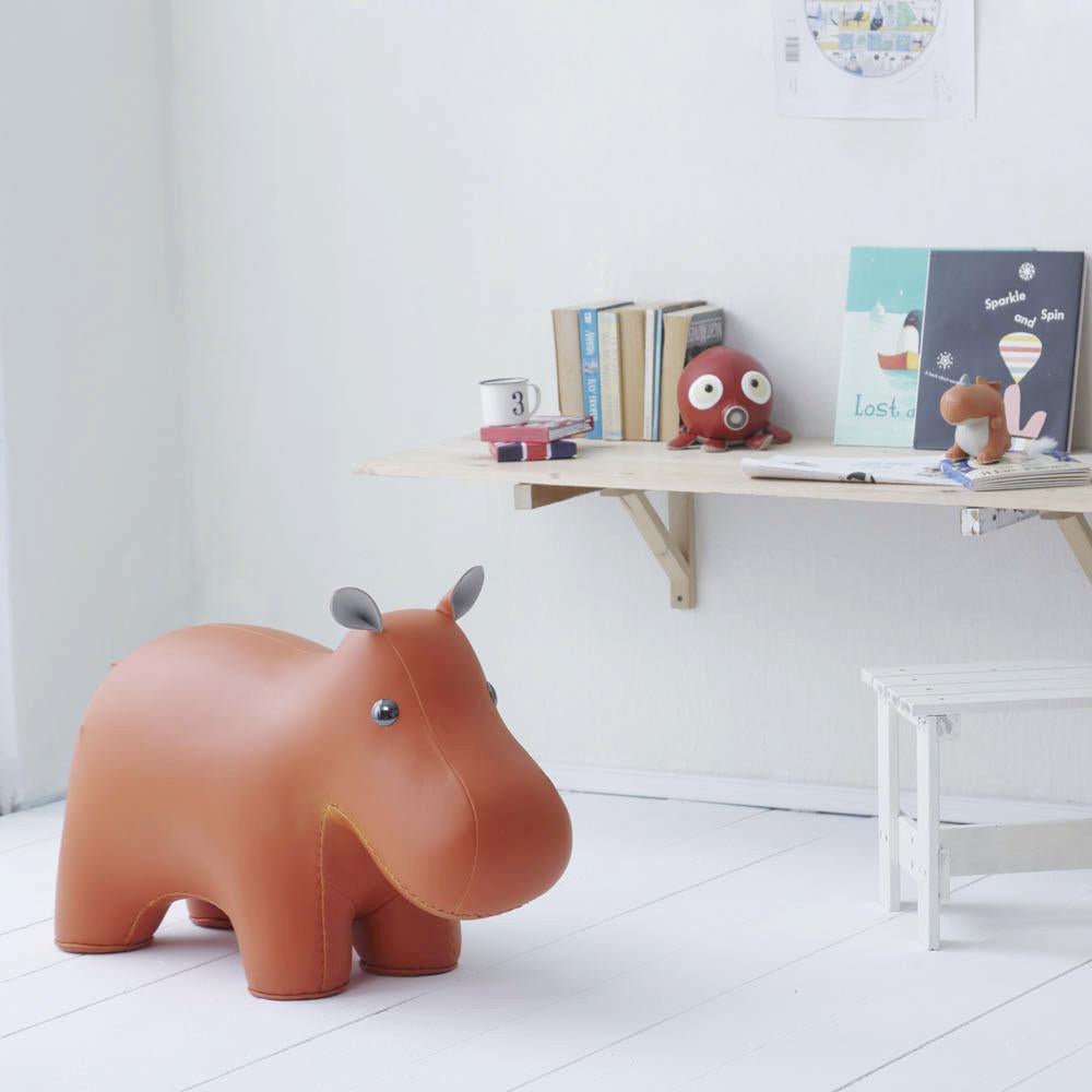 Pouf Leather Hippo Ottoman - Artspire Home