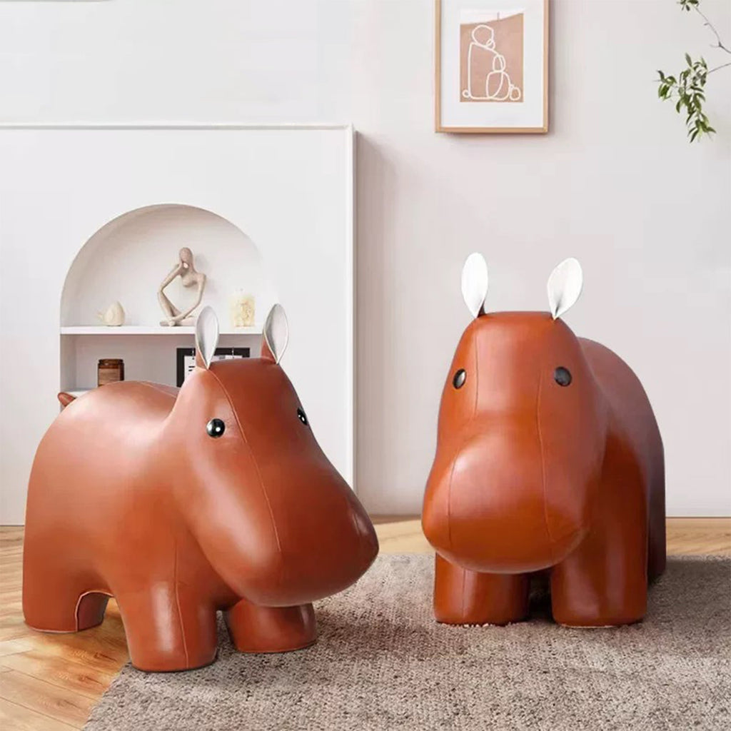 Pouf Leather Hippo Ottoman - Artspire Home