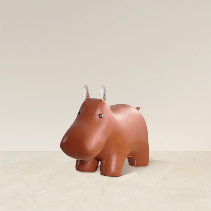 Pouf Leather Hippo Ottoman - Artspire Home