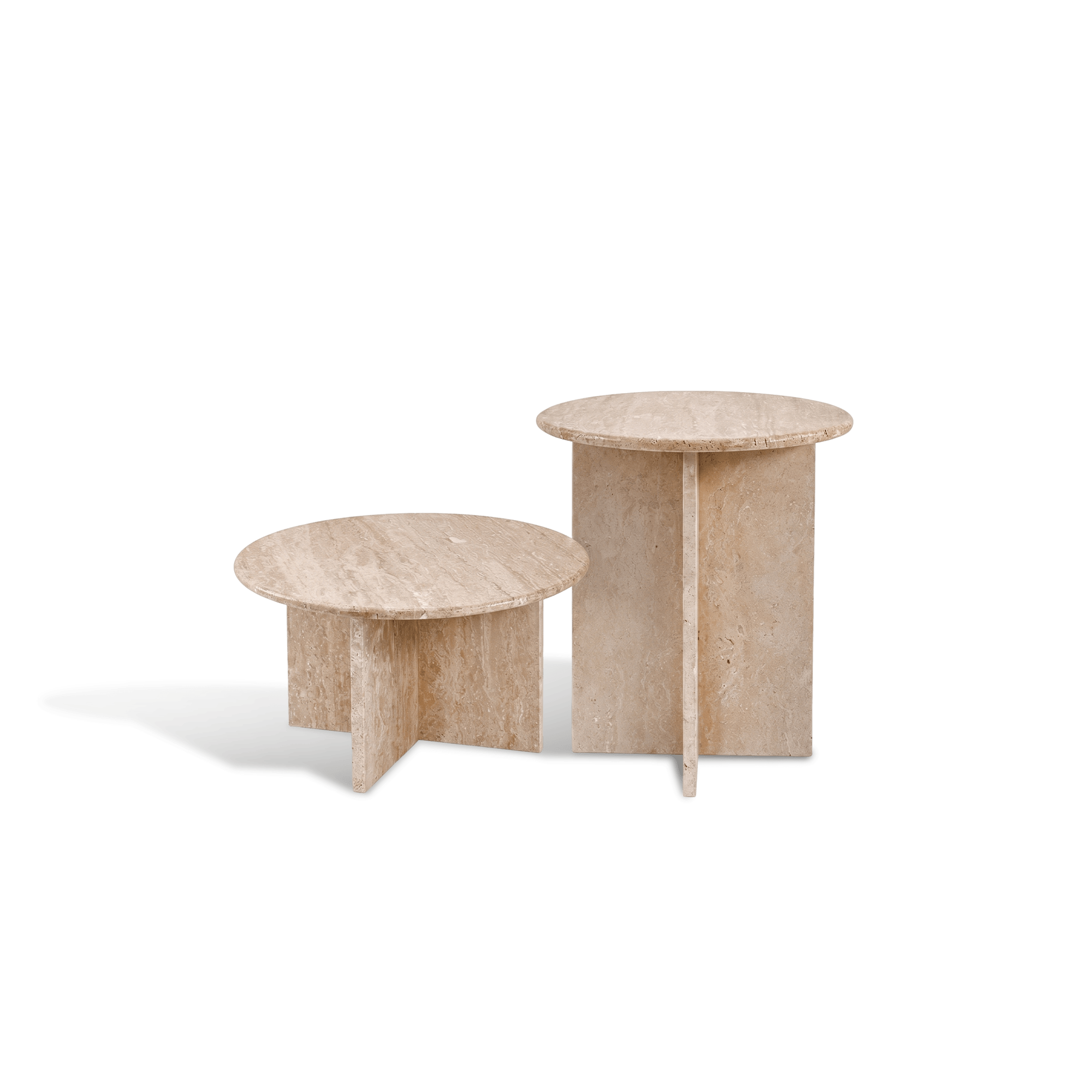 Round Plinth Travertine Coffee Table - Artspire Home