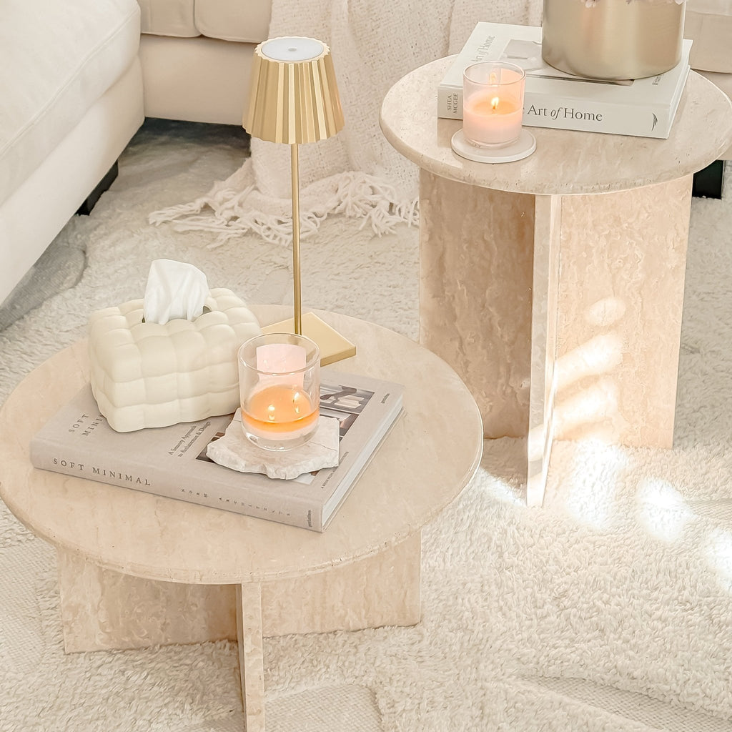 Round Travertine Coffee Table - Artspire Home