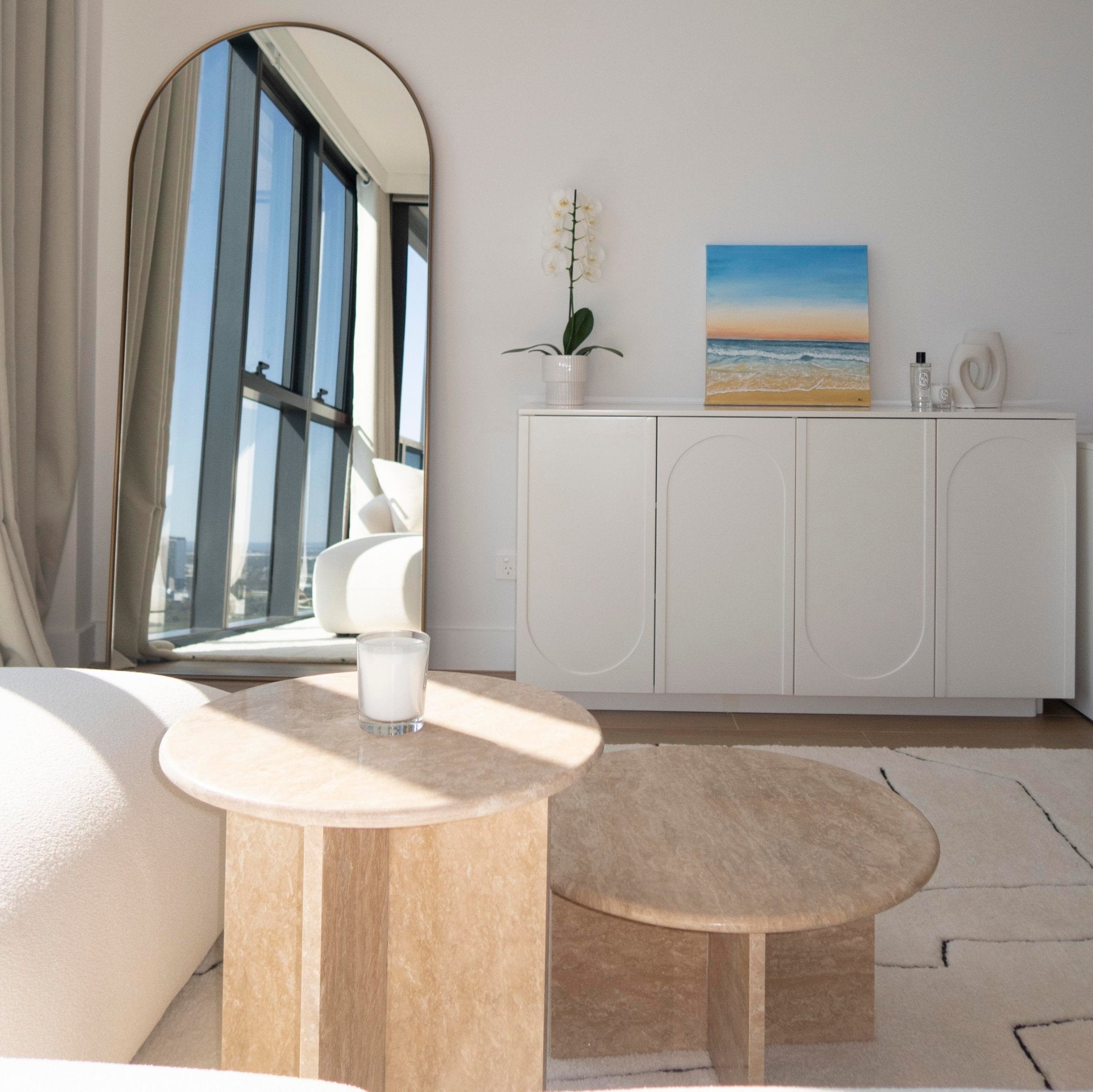 Round Travertine Coffee Table - Artspire Home