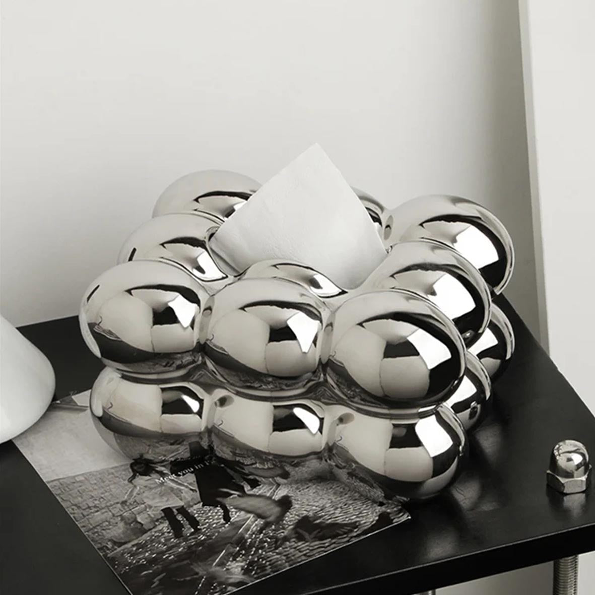Silver - Plated Spherical Tissue Box - Artspire Home