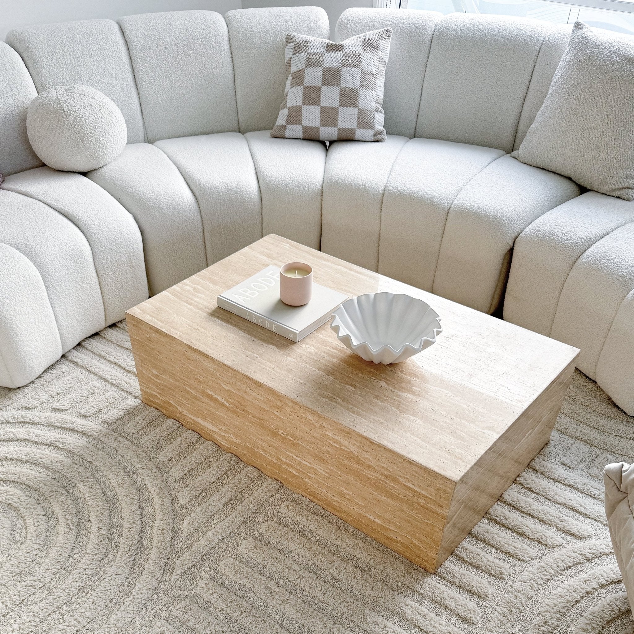 Travertine Stone Coffee Table - Artspire Home
