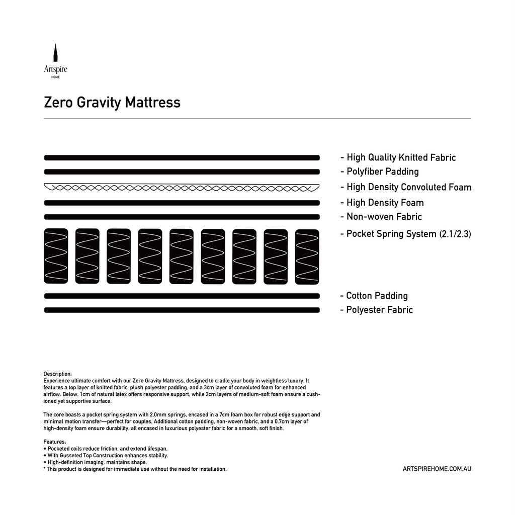 Zero Gravity Mattress - Artspire Home