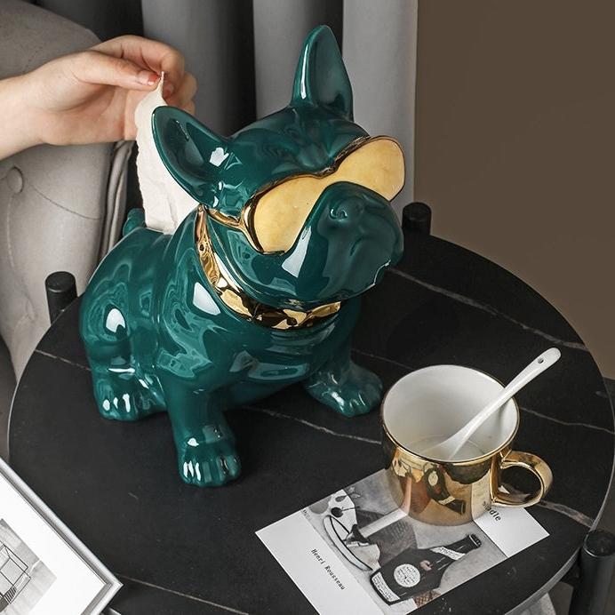 Bulldog Ceramic Tissue Box - Artspire Home