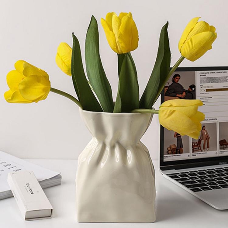 Pleated Vase - White Vase - Artspire Home