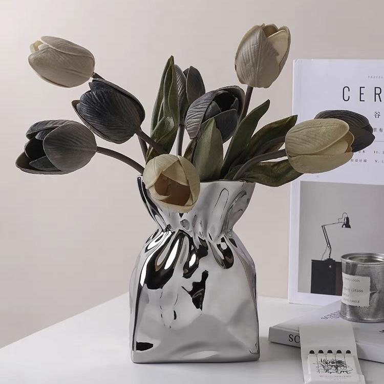 Pleated Vase - White Vase - Artspire Home