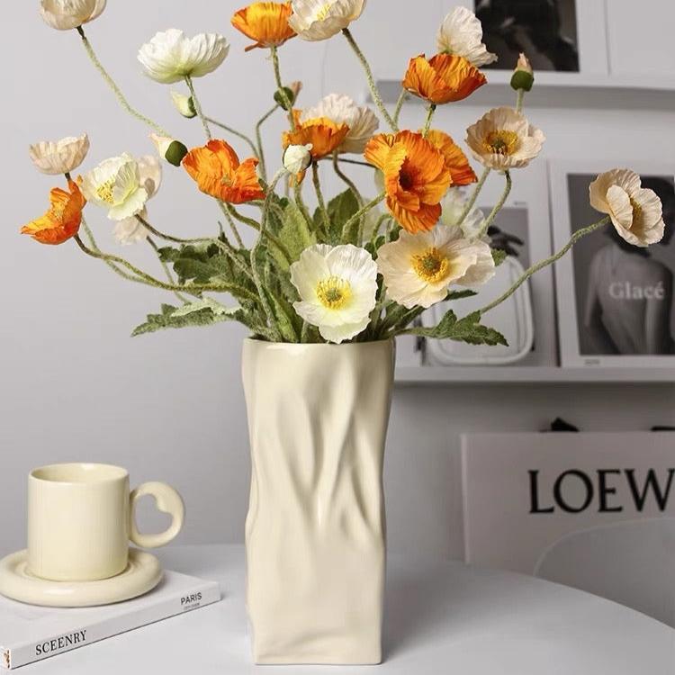 Pleated Vase - White Vase - Artspire Home