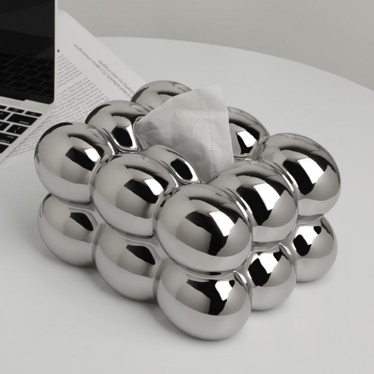 Silver - Plated Spherical Tissue Box - Artspire Home