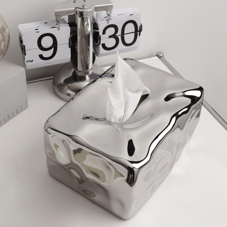 Water Ripple Silver Tissue Box - Artspire Home